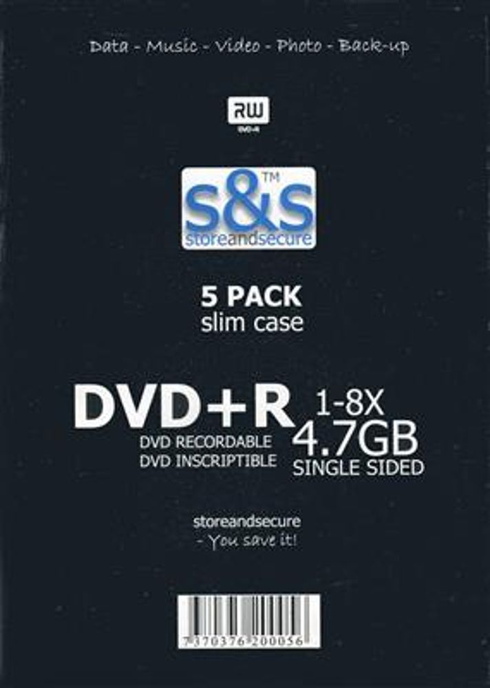 5 Pack DVDR - 4,7 GB Recordable, printable disc