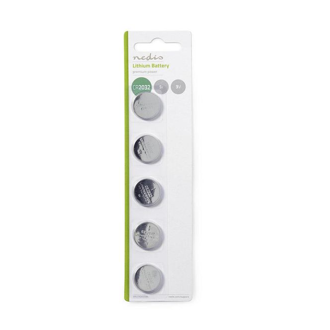 Hovedbilde Litium knappcelle CR2032-batterier 3 Volt - 5 stk i pakken