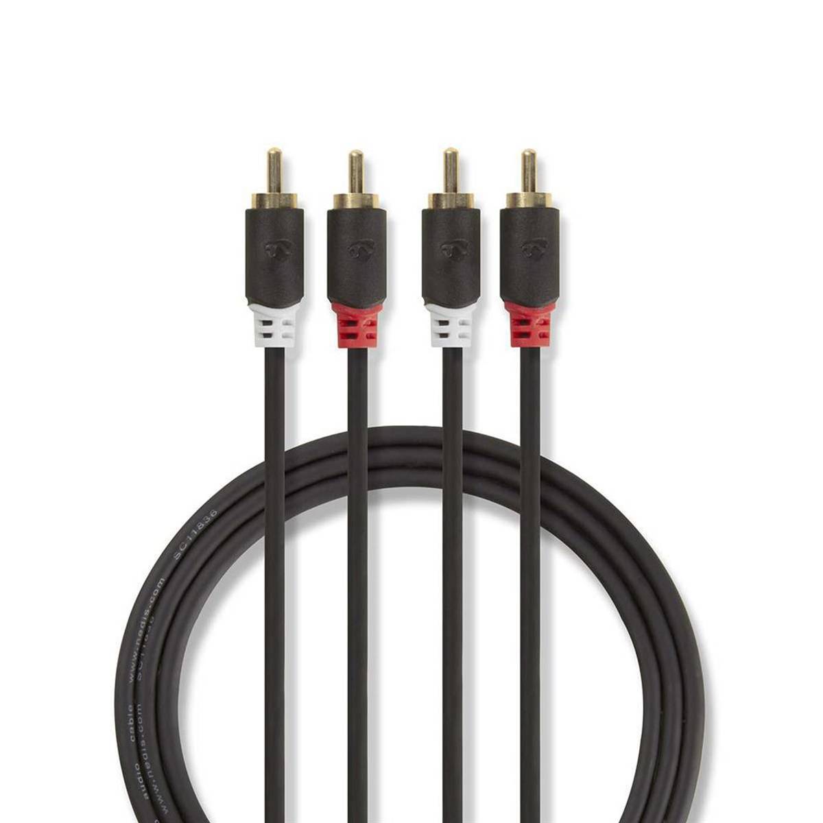 Stereo Lydkabel RCA-Hann til RCA-Hann 3 meter Gold Plated - Nedis