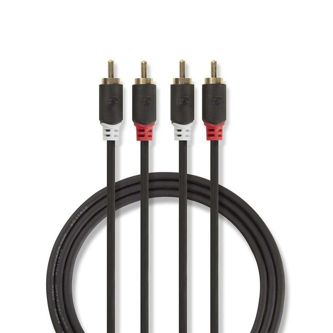 Hovedbilde Stereo Lydkabel RCA-Hann til RCA-Hann 3 meter Gold Plated - ...
