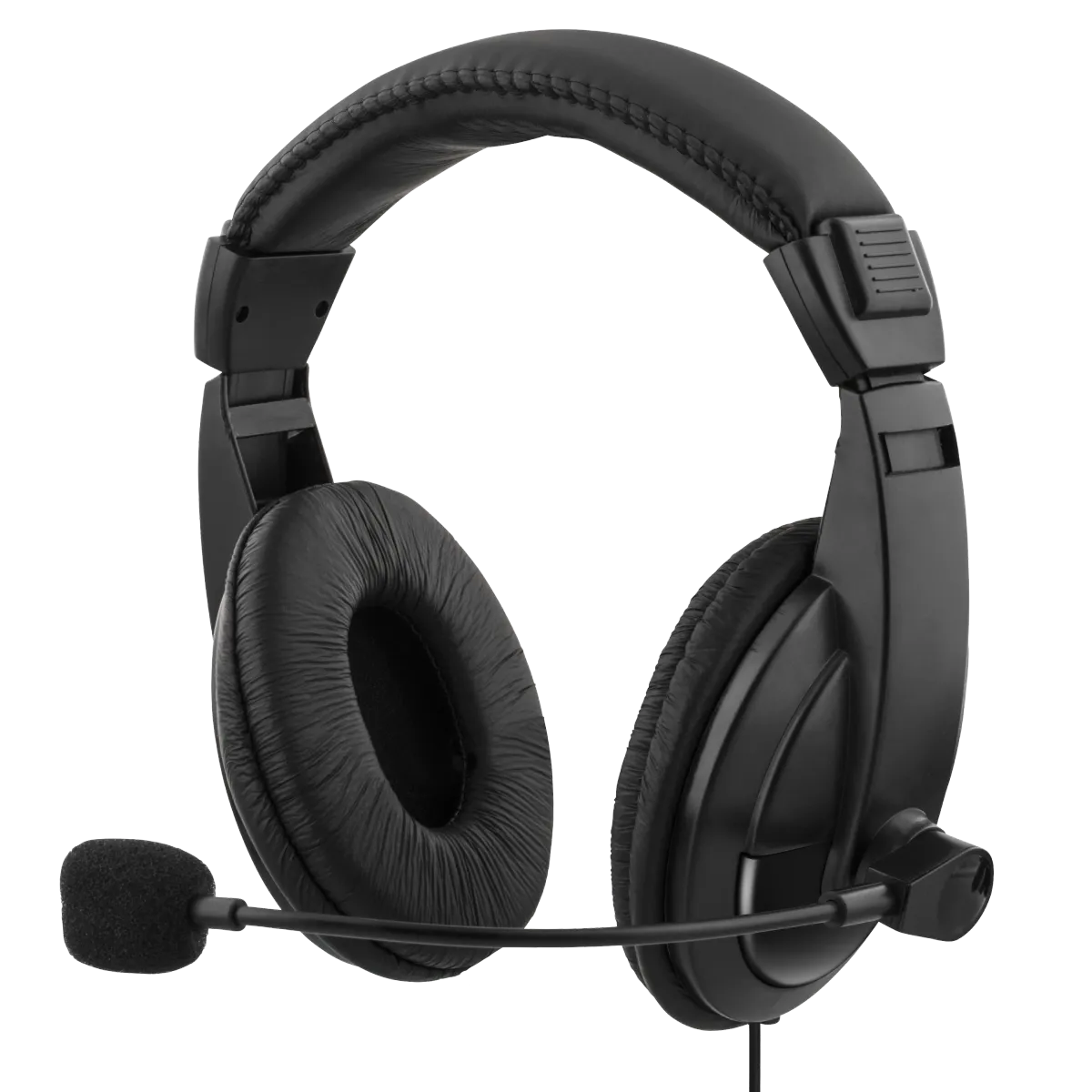 Headset med mikrofon og volumkontroll, 2x 3,5mm mini-Jack, 2,5m kabel