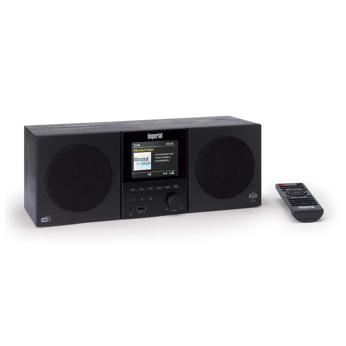 DAB+ Radio Dabman-220BK - BT V5.3 - 2x5 Watt RMS - Trekabinett - Lagre 30 stasjoner