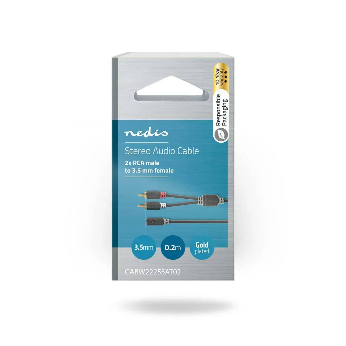 Stereo lydkabel 2x RCA Han til 3.5 mm Hun - 0,2 meter