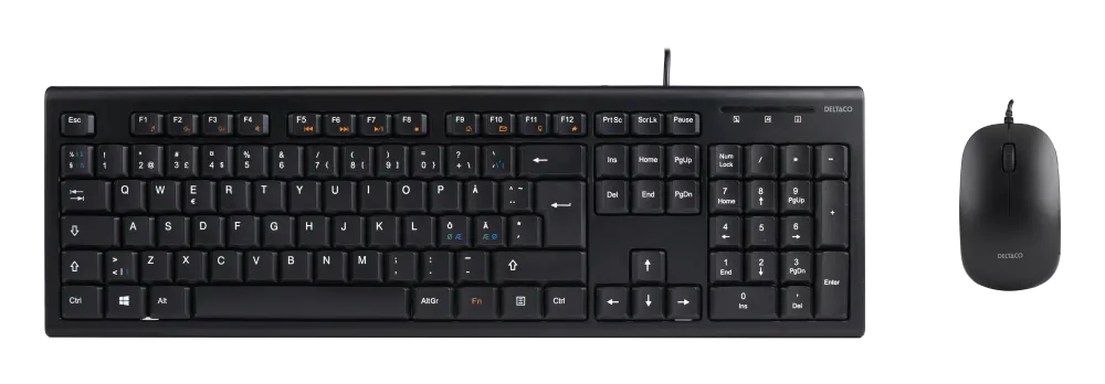 Tastatur og Mus Komplett Pakke - Deltaco (Nordisk)