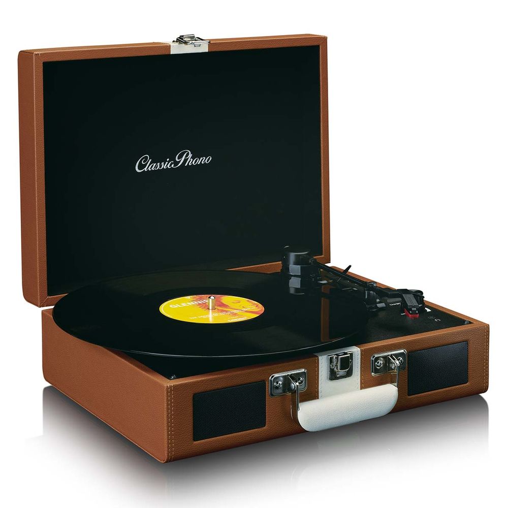 Platespiller I Koffert Retro Design Med Høyttaler Oppladbar og med Bluetooth - 33, 45 & 78 RPM - Bluetooth - AUX