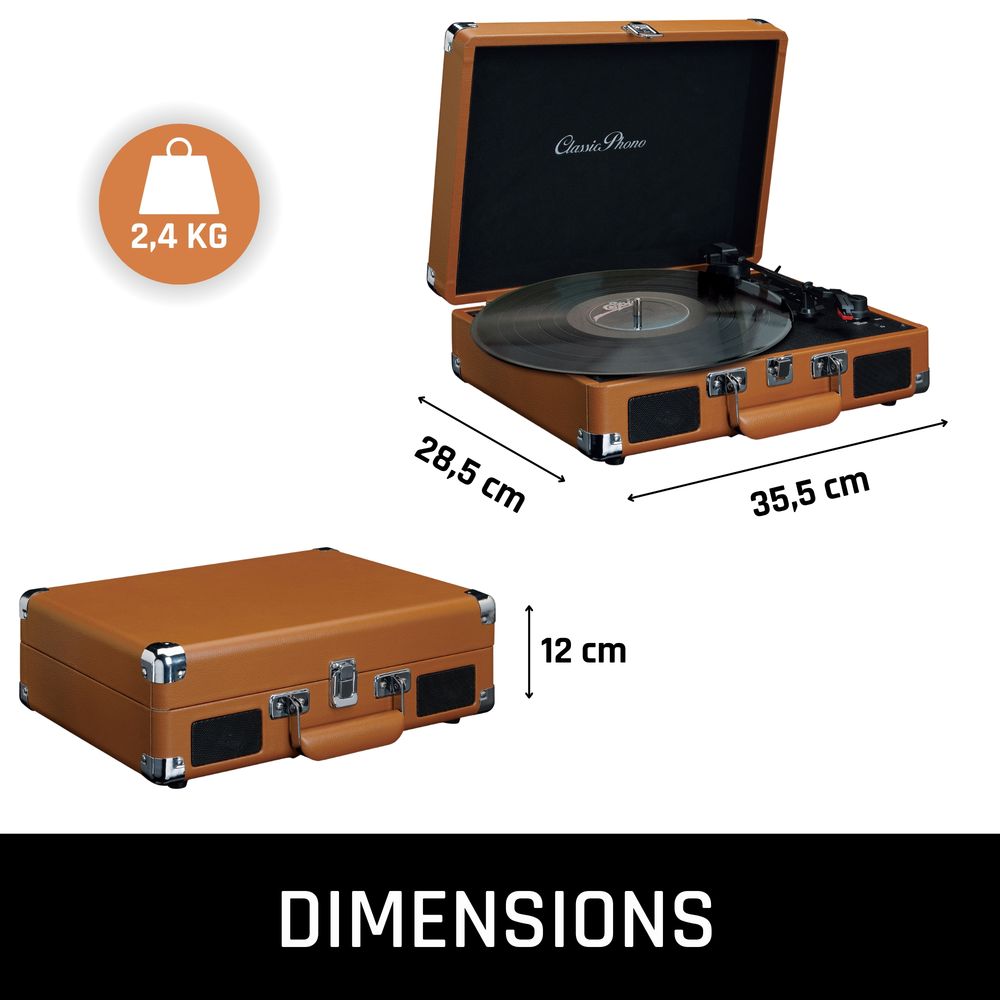 Platespiller i Koffert med 2 Innebygde Høyttalere - Lenco Classic Phono TT-10BN