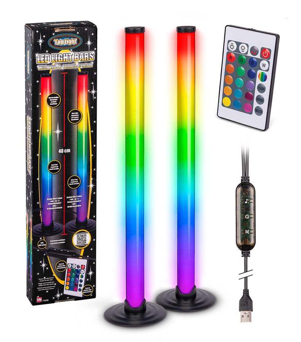 Hovedbilde RGB Led-Lys Staver med Neon Lys og Fjernbetjening 40cm